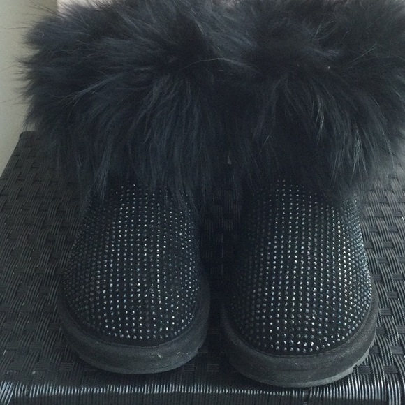 GIANNI RENZI COUTURE Black Suede And Real Fur Ankle Boots Size 7. - Picture 2 of 9